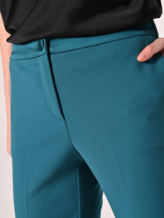 Royal Green Trousers with Satin Inserts