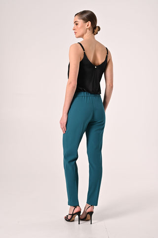 Royal Green Trousers with Satin Inserts