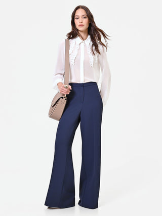 Fluid Navy Palazzo Trousers