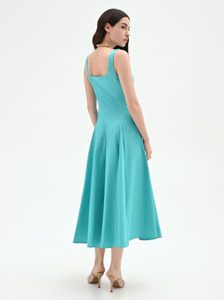 Robe patineuse en popeline turquoise