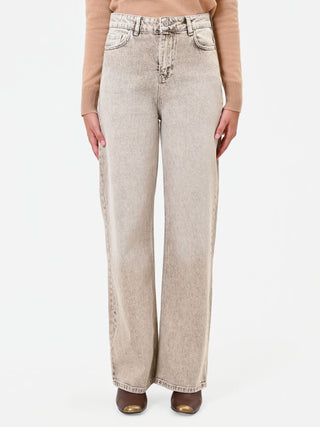 Jean ample taille haute beige taupe