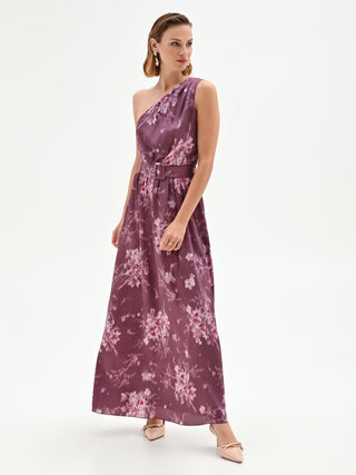 Floral-Print Burgundy Maxi Dress