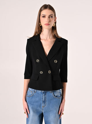 Short Black Jacket in Scuba Crepe
