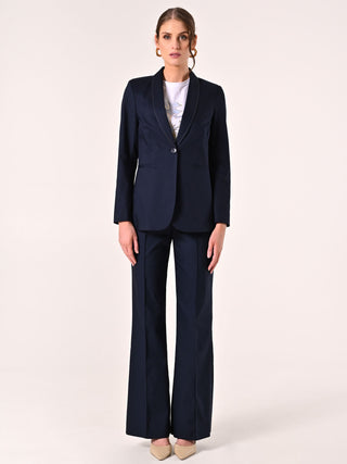 Blue Cotton Jacket with Contrasting Stitching