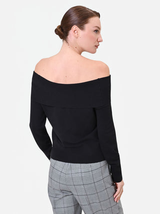 Black Off-the-Shoulder Viscose Top