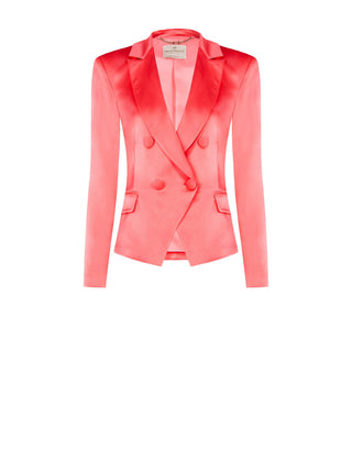 Jacke aus Viskosesatin in Kamelienrosa