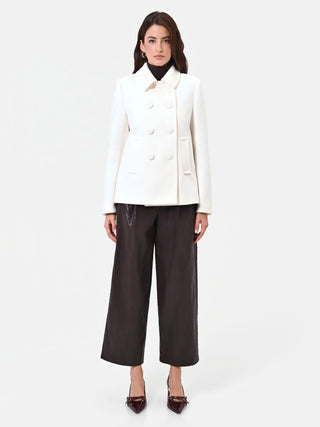 Short White Double-Breasted Coat