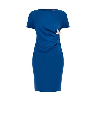 Abito Curvy blu brillante con drappeggio laterale