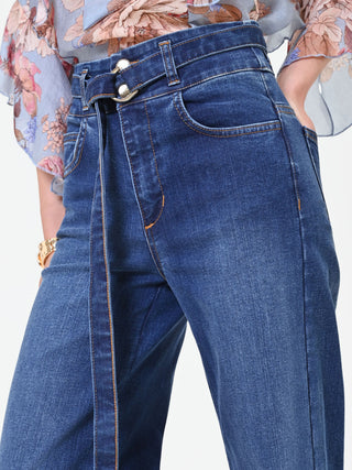 High-Waist Wide-Leg Jeans with Belt
