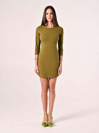 Military Green Milano-Stitch Sheath Dress