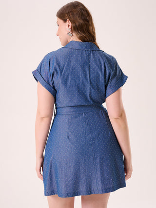  Curvy Chambray Kleid mit Strass