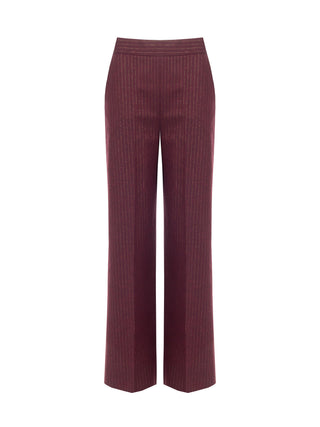 Pantalone in misto viscosa bordeaux gessato