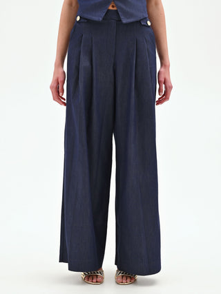 Pantaloni jeans palazzo blu