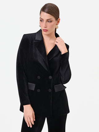 Black Double-Breasted Peak Lapel Jacket
