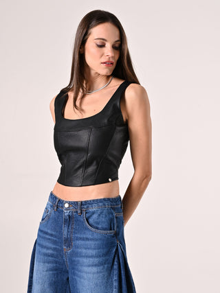 Top Simil Pelle Nero