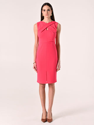 Robe fourreau cache-cœur fuchsia