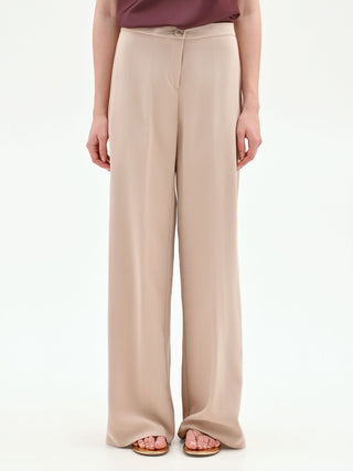 Beige Taupe Palazzo Trousers in Viscose