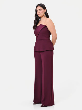 Pantalone Curvy bordeaux ampio con piega centrale