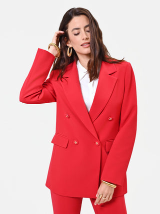 Red Double-Breasted Jacket with Gold Buttons