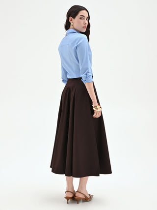 Chocolate Poplin Full Skirt