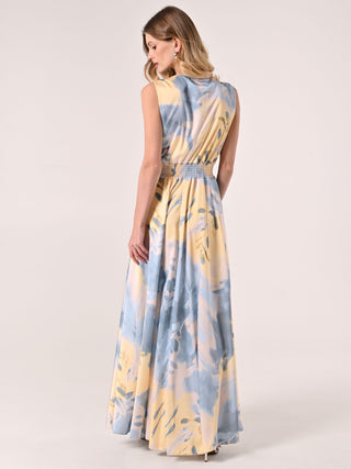 Robe longue imprimé fleuri abstrait