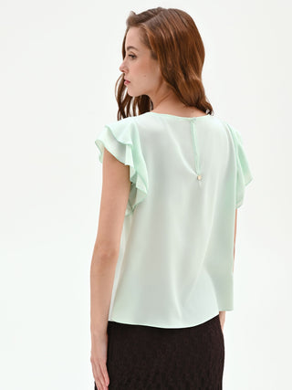 Mint Green Flutter-Sleeve Top