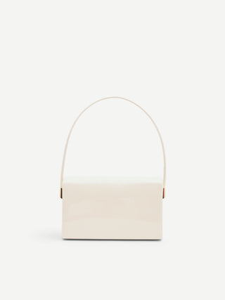 beige patent-effect rigid clutch