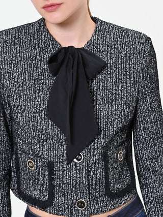 Cropped Black Jacket with Maxi Bow