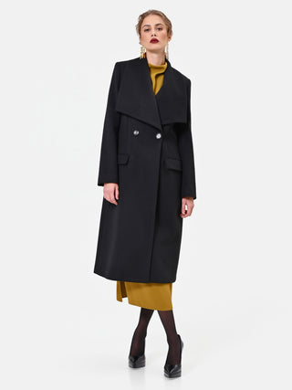 Cappotto lungo doppiopetto nero