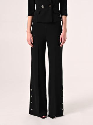 Black Palazzo Trousers in Scuba Crepe Fabric