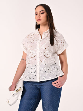 Camicia Curvy in Sangallo
