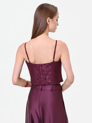 Burgundy Red Lace Bustier Top