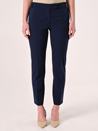 Blue Viscose-Blend Pants