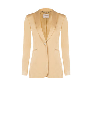 Dark Beige Cotton Jacket with Contrasting Stitching