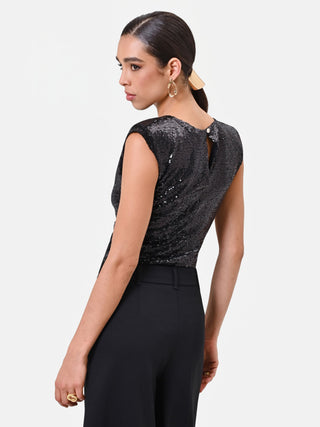 Black Sleeveless Sequin Top