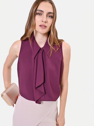 Burgundy Vertical Ruffle Sleeveless Top