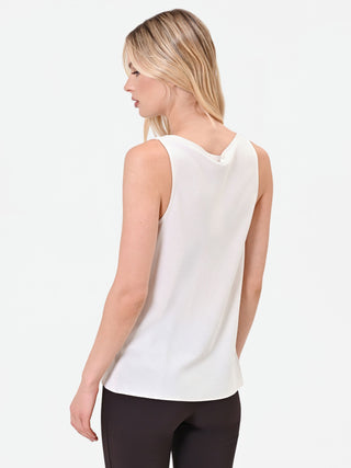 Cream Draped-Neck Tank Top