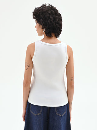 Cream tank top with all-over sequins