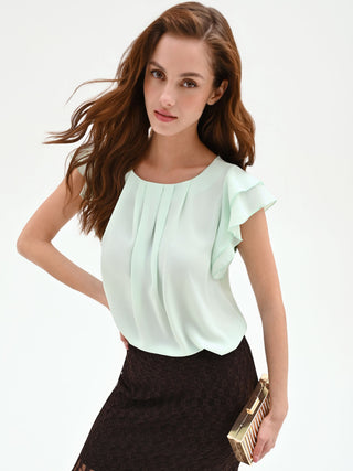 Mint Green Flutter-Sleeve Top