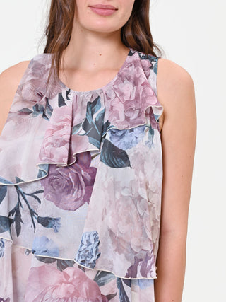 Dusty Rose Floral-Print Ruffle Top