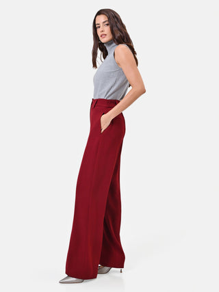 Pantalone palazzo bordeaux a vita alta