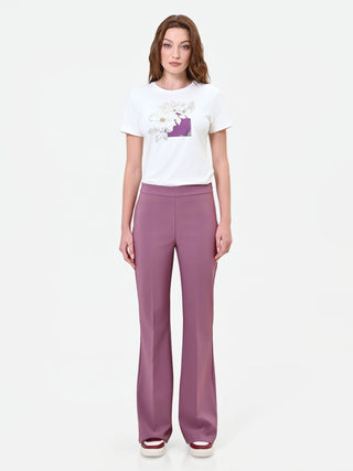 Pantalone bootcut rosa antico con piega stirata