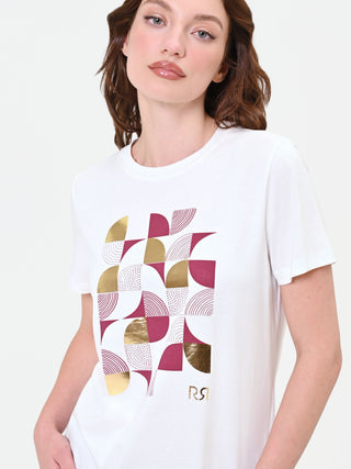 Cream T-Shirt with Laminated Graphic Print