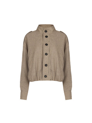 Capospalla blouson pied de poule tortora e beige
