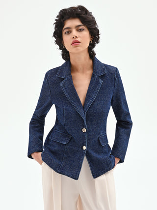 Blue lurex denim blazer jacket