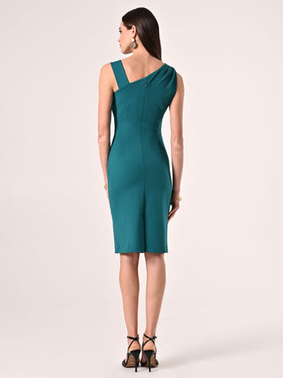Milano-Stitch Sheath Dress in Royal Green