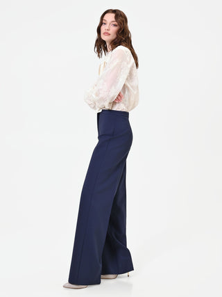 Marineblaue Palazzohose mit Bügelfalte