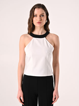 Black & White Two-Toned Top with Bow