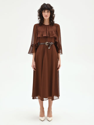 Chocolate Ruffle Midi Dress