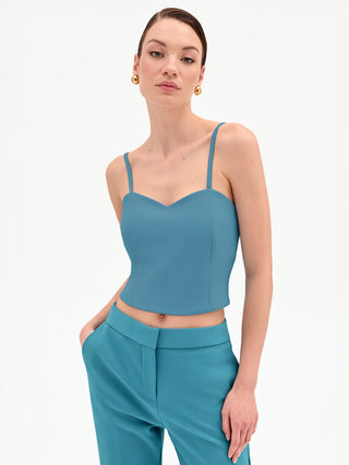 Top blu ottanio stile bustier